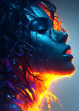 Blue and Orange Abstract Portrait