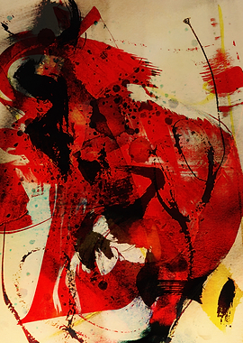 Abstract Red and Black Brushstrokes