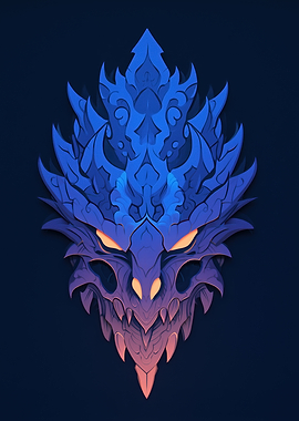 Stylized Blue Dragon Head