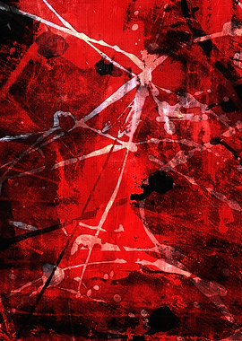Abstract Red and White Splatter Art