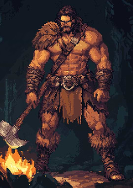Pixel Art Barbarian by Campfire