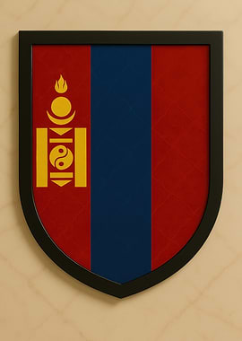 Mongolian Flag Shield - Marble look