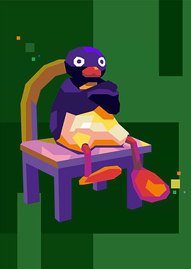 Pingu on a Chair Digital Art