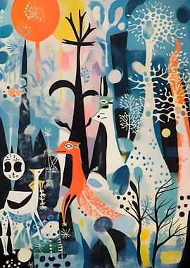 Abstract Animal Landscape Painting
