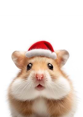 Christmas Hamster with Santa Hat