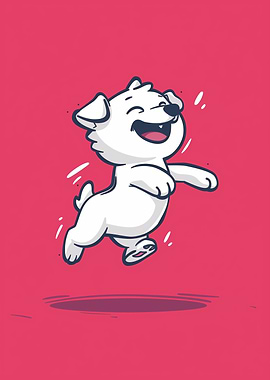 Happy Cartoon Dog Jumping