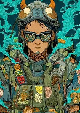 Steampunk Soldier with Goggles and Armor