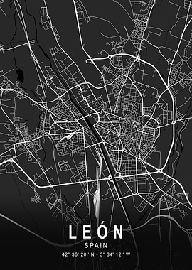 León Dark Map