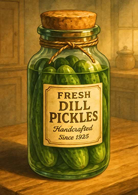 Fresh Dill Pickles Jar Still Life