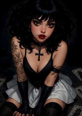 Goth Girl with Tarot Cards