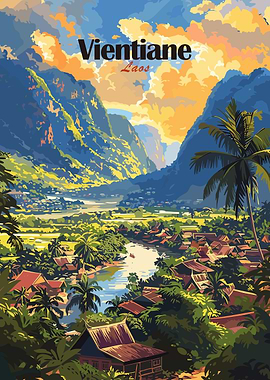 Vientiane, Laos Travel Poster