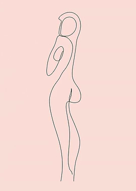 Minimalist Line Art Woman Figure