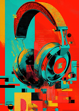 Abstract Headphones Art