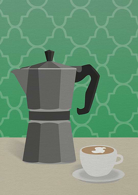 Coffee Still Life with Moka Pot