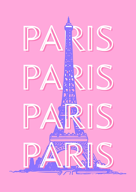 Pink Paris Eiffel Tower Illustration