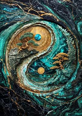 Yin Yang Harmony Kintsugi Art