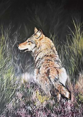 Wolf in the Wild Painting