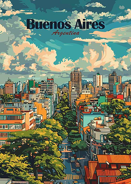 Buenos Aires Argentina Cityscape Illustration