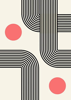 Abstract Geometric Art with Circles Japandi