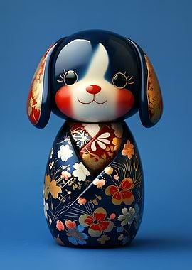 Dog figurine in kimono
