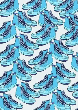 Blue High-Top Sneakers Pattern