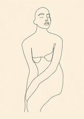 Minimalist Line Art Woman Portrait