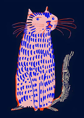 Stylized Cat Illustration on Dark Background