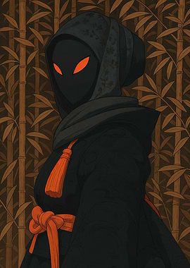 Mysterious Hooded Figure with Glowing Eyes