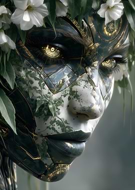 Cybernetic Nature Goddess Portrait