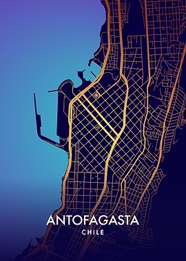 Antofagasta, Chile City Map Art