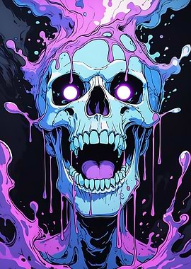 Skull with Dripping Paint