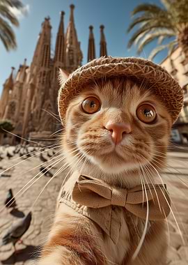 Cat tourist in Barcelona