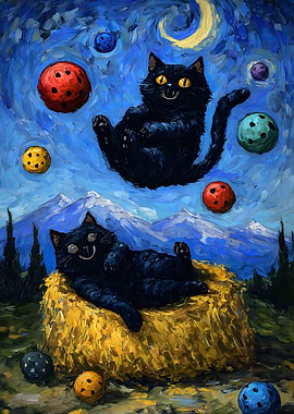 Cats in a Starry Night Parody