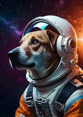 Astronaut Dog in Space – Epic Cosmic Art for Sci-Fi and Dog Lovers