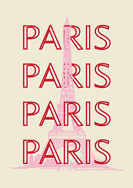 Paris Eiffel Tower Typography Art