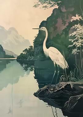 Elegant Heron by the Lake
