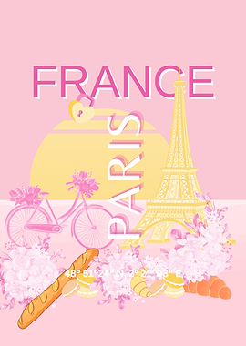 France Paris Pink Aesthetic Travel Art