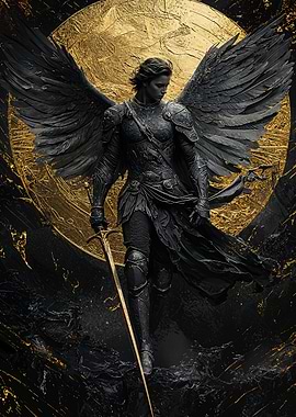 Dark Angel with Golden Sword