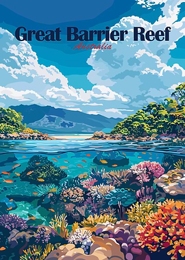 Great Barrier Reef Australia Travel Poster