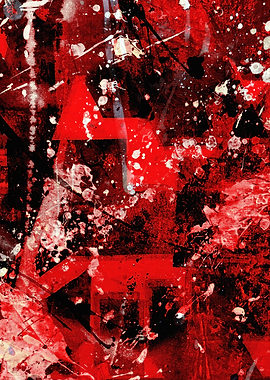 Abstract Red and Black Splatter Art