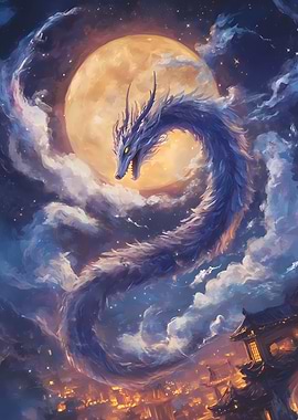 Celestial Dragon Over Cityscape