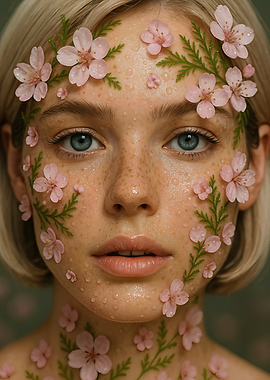 Cherry Blossom Framing Sapphire Eyes Girl