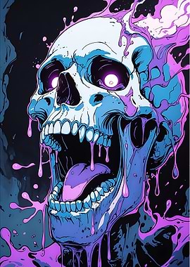Melting Skull with Glowing Eyes