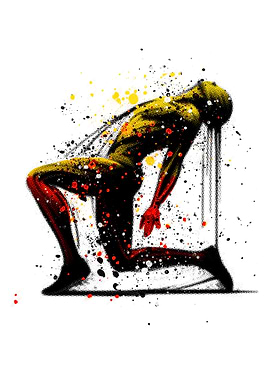 Abstract Figure in Motion with Splatters