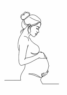 Pregnant Woman Line Art