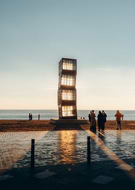 Golden Hour Beach Sculpture – Barcelona, Spain