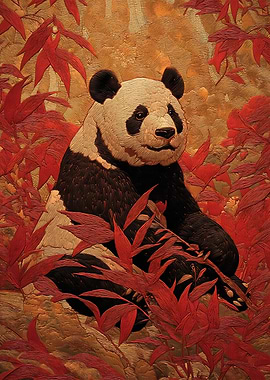 Panda in Red Bamboo