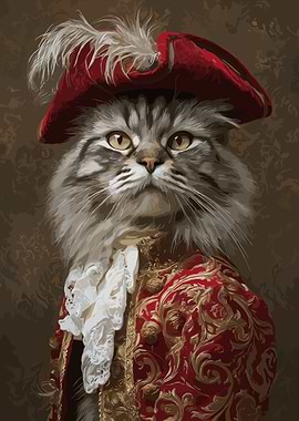 Cat in Regal Attire Portrait