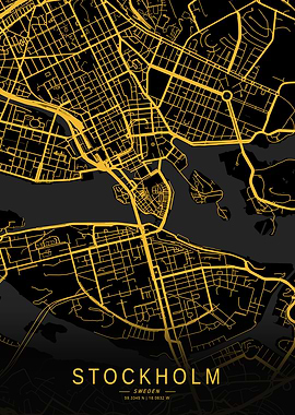 Golden Stockholm City Map