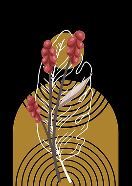 Abstract Floral Art with Geometric Elements